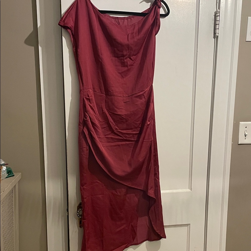SHEIN Burgundy Asymmetrical Dress